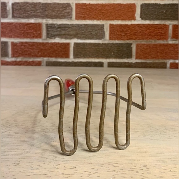 Vintage Kitchen Potato Masher Red Wooden Handled Utensil Mid-Century - Picture 2 of 5